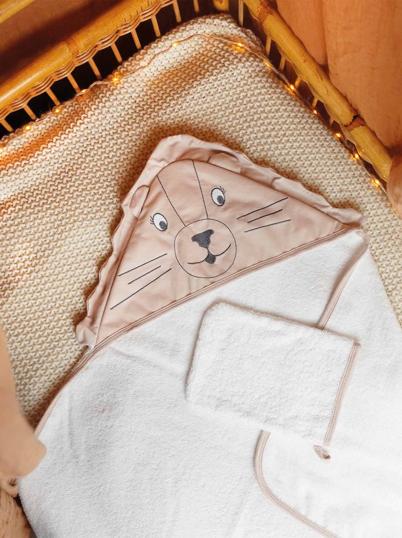 Badcape voor baby Beige/Wit - Kiabi