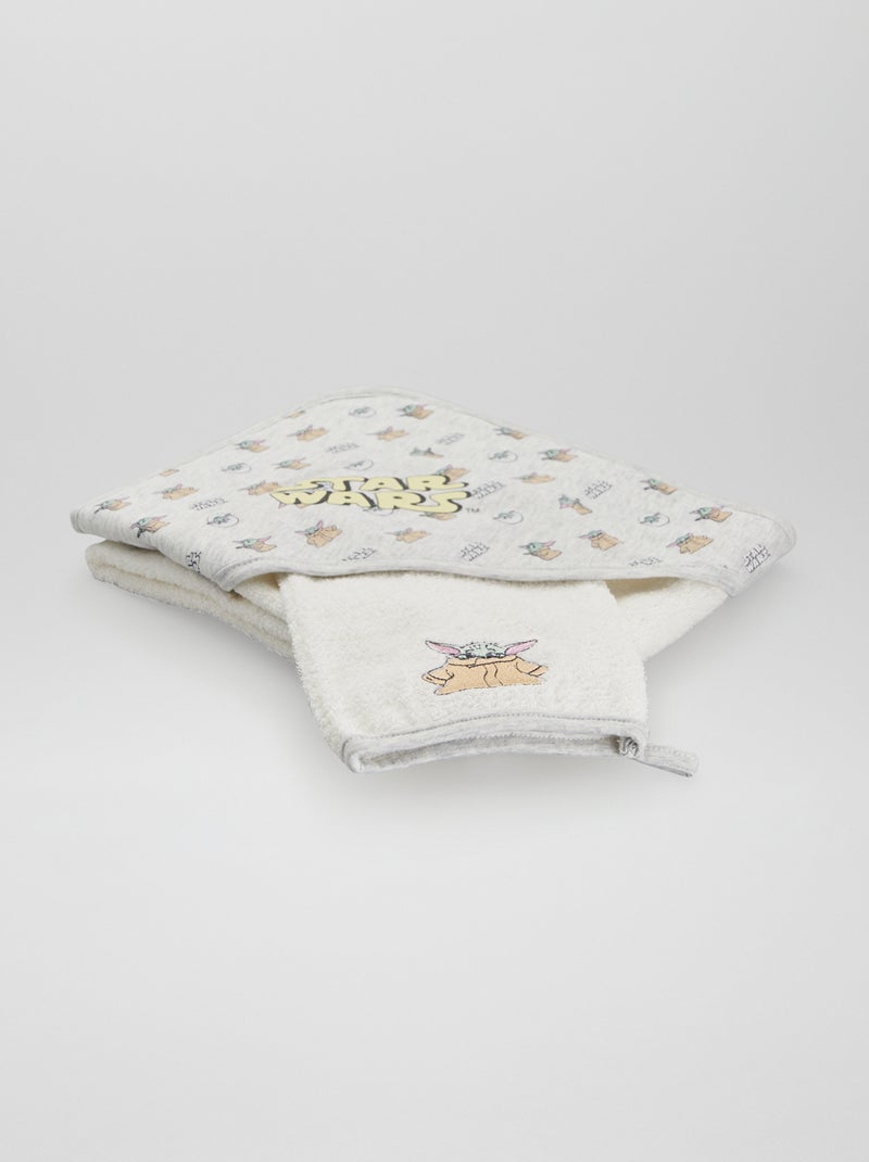 Badcape + washandje 'Baby Yoda' GRIJS - Kiabi