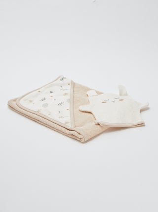 Badcape + washandje 'Petit Béguin'