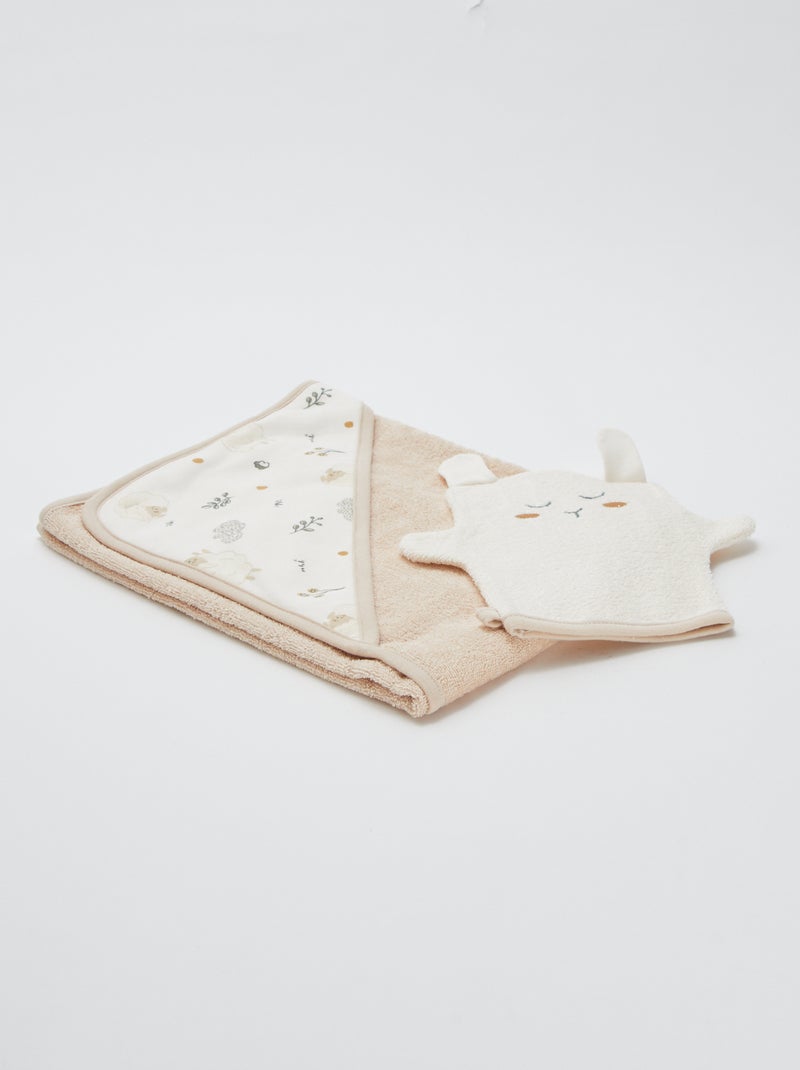 Badcape + washandje 'Petit Béguin' Biege - Kiabi