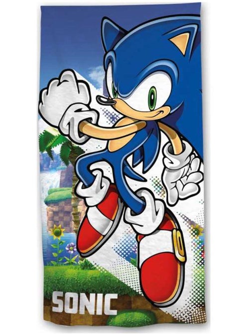 Badhanddoek katoen Sonic Game 140x70 cm - Strandlaken kinderen - Kiabi