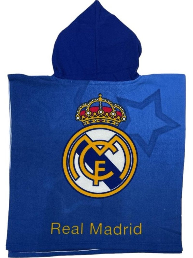 Badhanddoek met Capuchon Real Madrid 55x110 cm - Poncho Microvezel Blauw Geel Wit - Kiabi