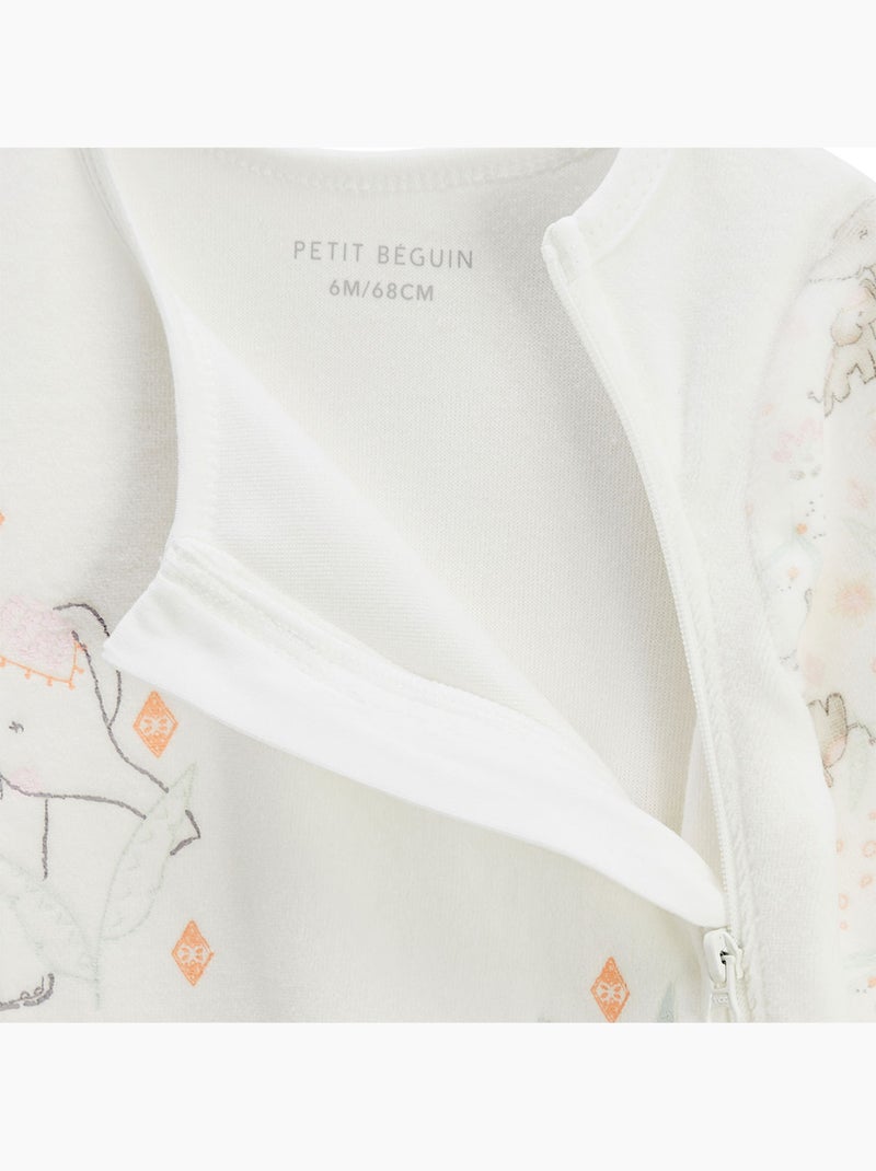 Badian babyvelours pyjama met ritssluiting Ecru - Kiabi