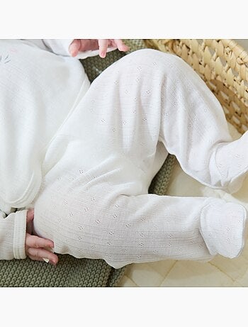Badian pointelle baby set: vestje en broekje met voetjes