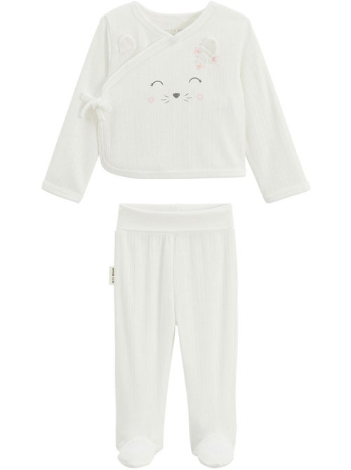 Badian pointelle baby set: vestje en broekje met voetjes - Kiabi