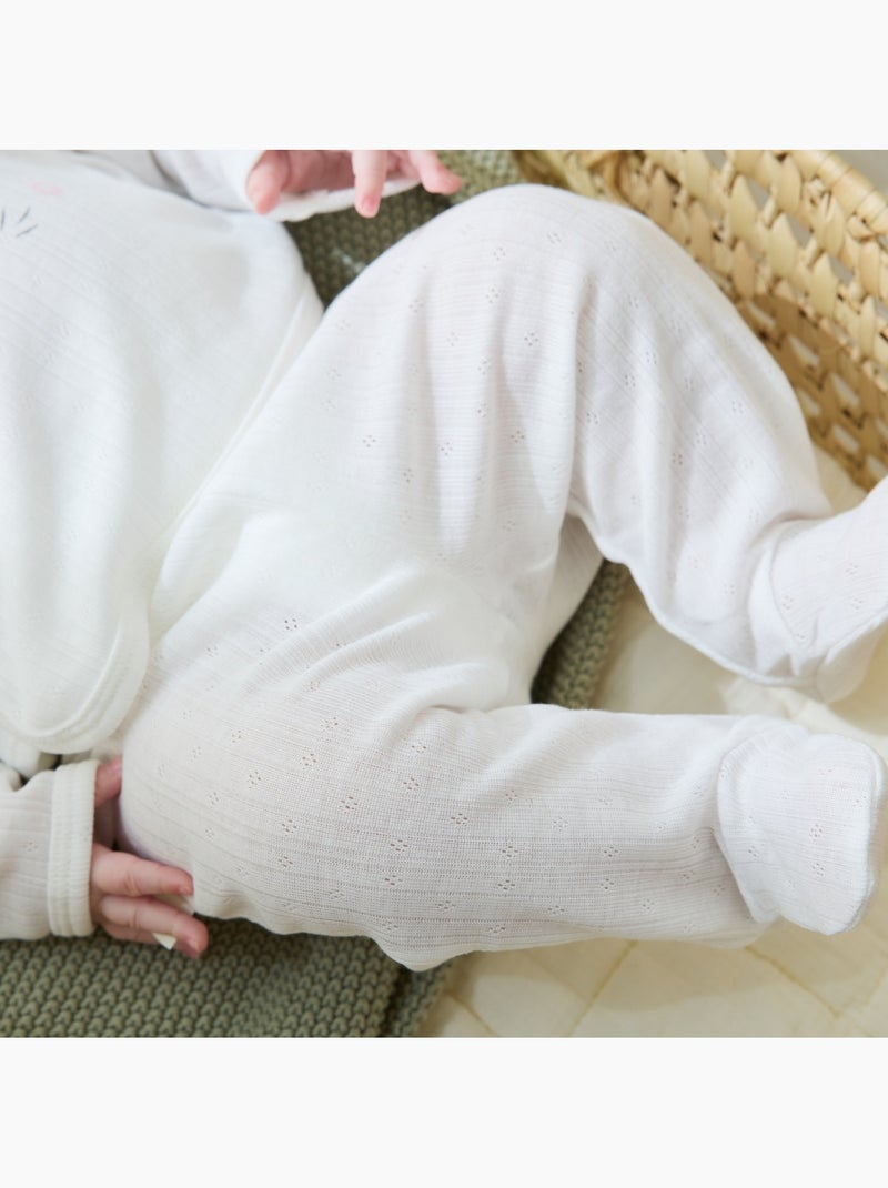 Badian pointelle baby set: vestje en broekje met voetjes Ecru - Kiabi