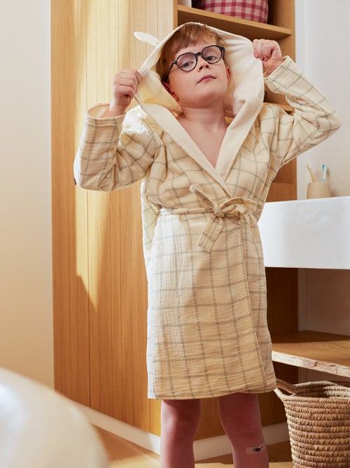 Badjas van badstof en katoengaas - Kiabi Home - Kiabi