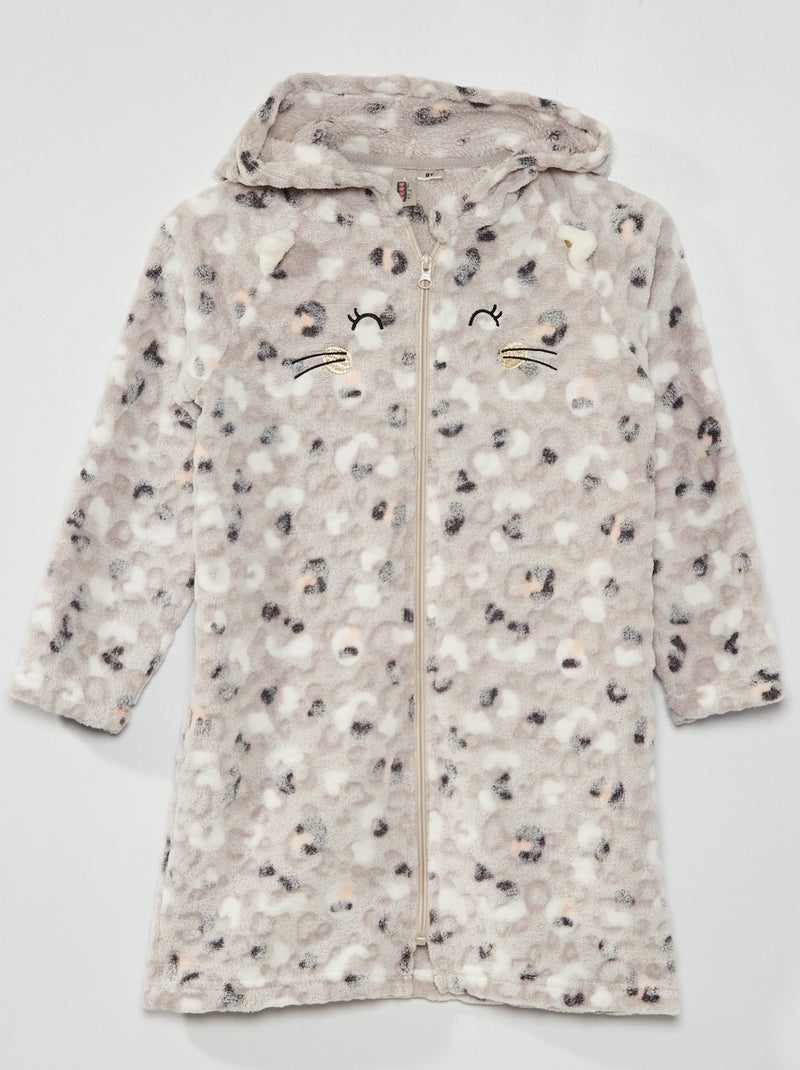 Badjas van fleece met capuchon BIEGE - Kiabi