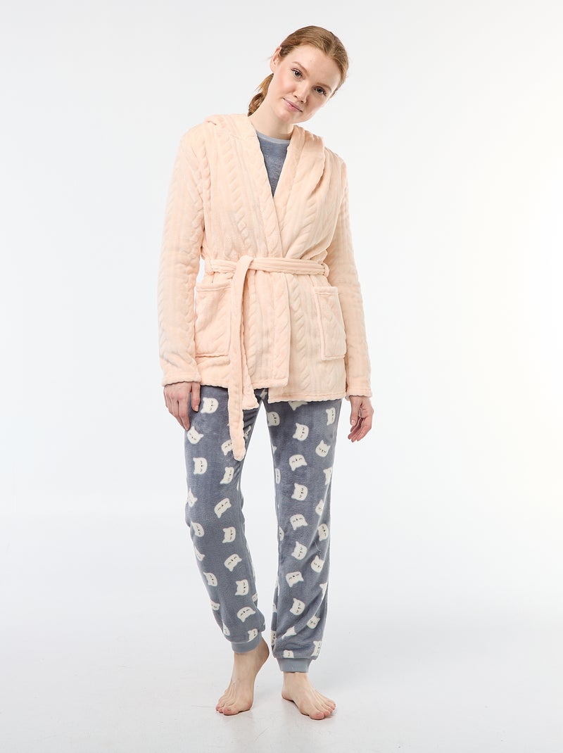 Badjas van zachte fleece Biege - Kiabi