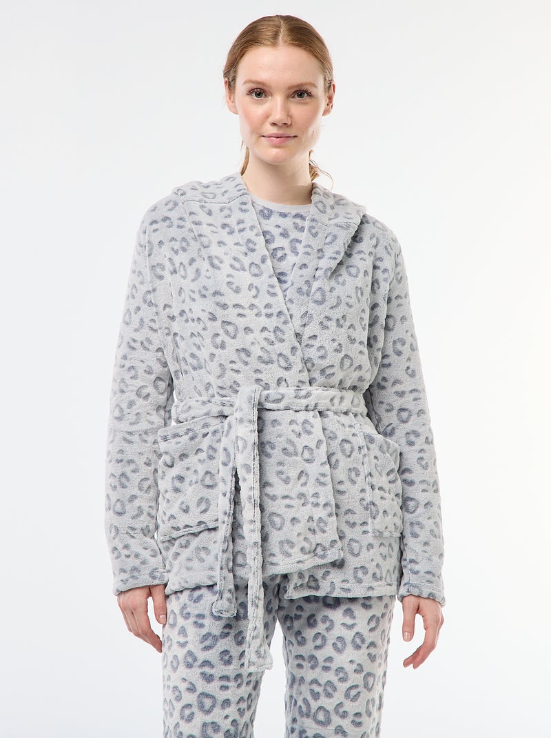 Badjas van zachte fleece Grijs - Kiabi