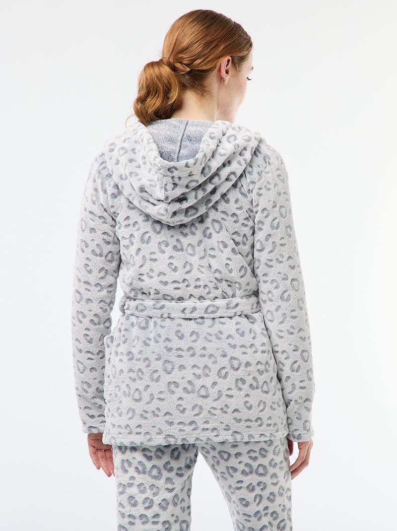 Badjas van zachte fleece Grijs - Kiabi