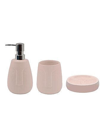 Badkamer set 3-delig MOAÏ keramiek mat roze – Guy Levasseur