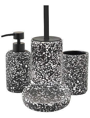 Badkameraccessoireset 4-delig TERRAZZO zwart polyhars - Guy Levasseur