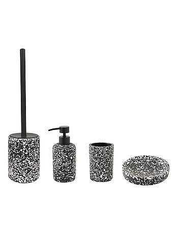Badkameraccessoireset 4-delig TERRAZZO zwart polyhars - Guy Levasseur