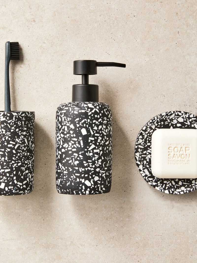 Badkameraccessoireset 4-delig TERRAZZO zwart polyhars - Guy Levasseur Zwart Wit - Kiabi