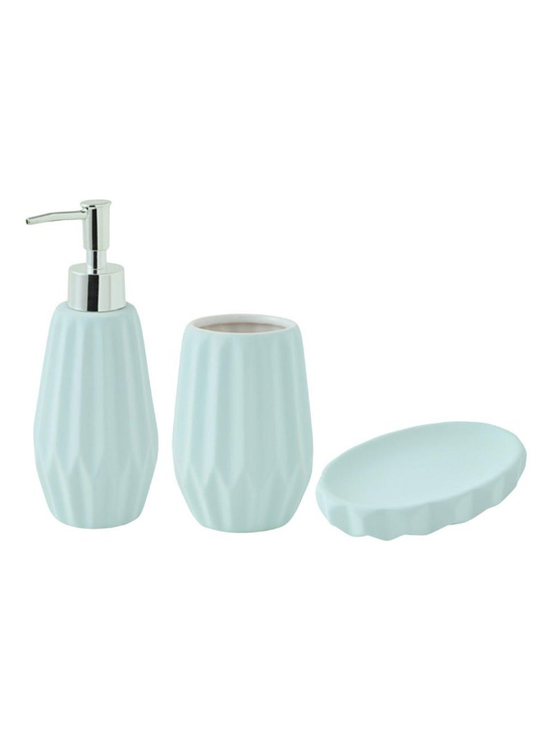 Badkameraccessoireset keramiek FACETTE 3-delig met zeepdispenser en houder - Guy Levasseur Blauw - Kiabi