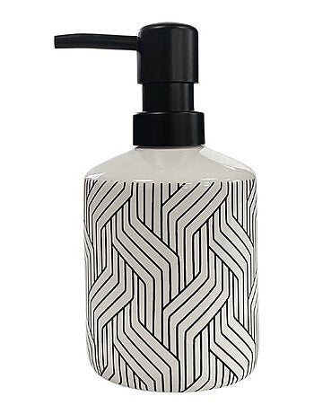 Badkameraccessoireset keramiek zwart-wit chevron 4-delig – Guy Levasseur