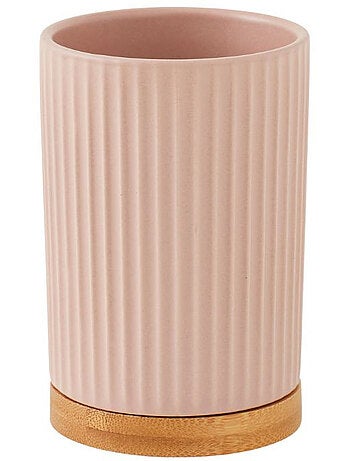 Badkameraccessoireset SMART 3-delig geribbeld keramiek – Roze
