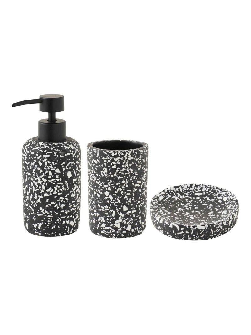 Badkameraccessoireset TERRAZZO van hars 3-delig – Guy Levasseur Zwart - Kiabi