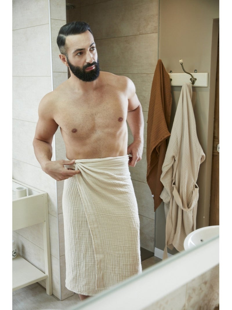 Badlaken - viervoudig katoengaas 220 g/m² - gaia Camel - Kiabi