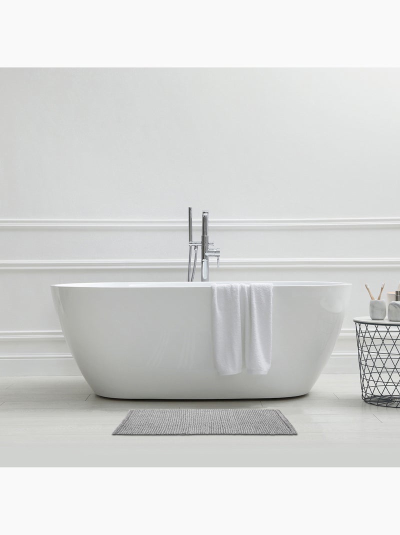 Badmat BALI polycotton antislip zwart 50 x 80 cm Guy Levasseur Donkergrijs - Kiabi