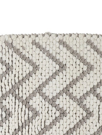 Badmat decoratief chevron polycotton ecru en grijs 1 cm antislip - Guy Levasseur