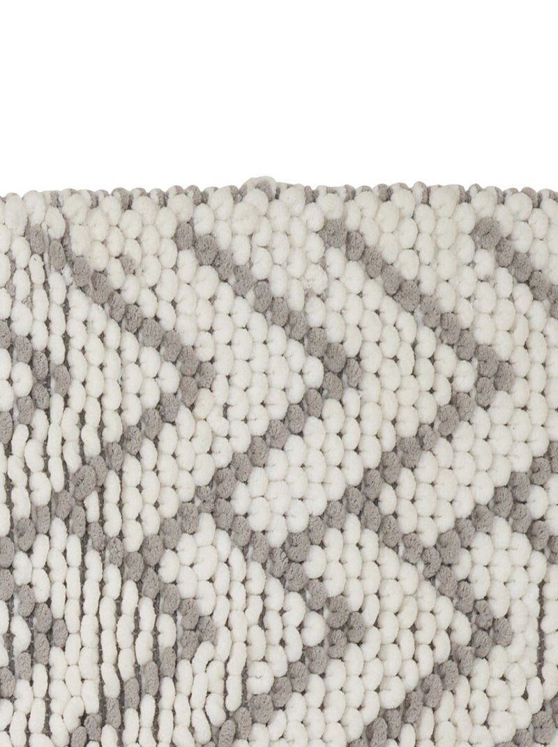 Badmat decoratief chevron polycotton ecru en grijs 1 cm antislip - Guy Levasseur Ecru - Kiabi