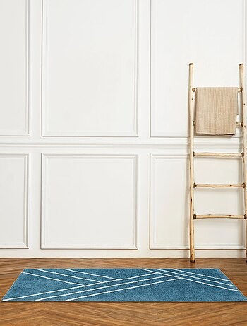 Badmat Guy Levasseur geometrisch katoen – antislip 60x120 cm – blauw