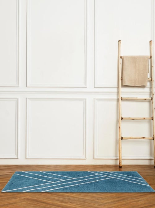Badmat Guy Levasseur geometrisch katoen – antislip 60x120 cm – blauw - Kiabi