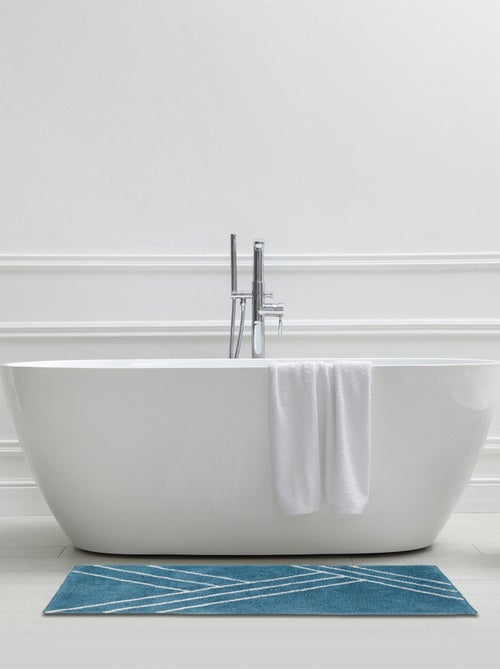 Badmat Guy Levasseur geometrisch katoen – antislip 60x120 cm – blauw - Kiabi