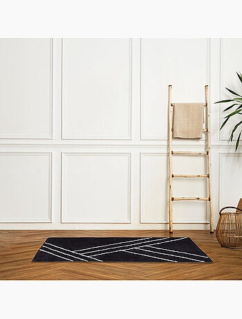 Badmat Guy Levasseur geometrisch katoen – antislip 60x120 cm – blauw