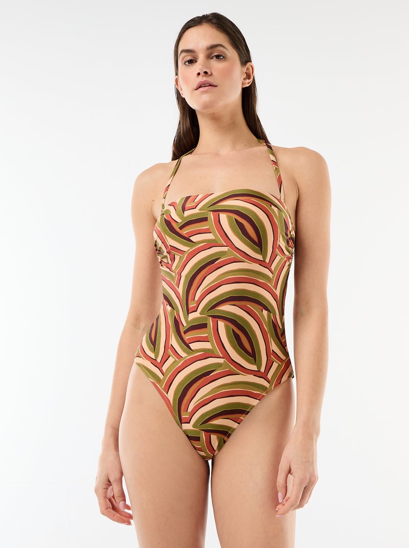 Badpak 1-delig bandeau met print Biege - Kiabi