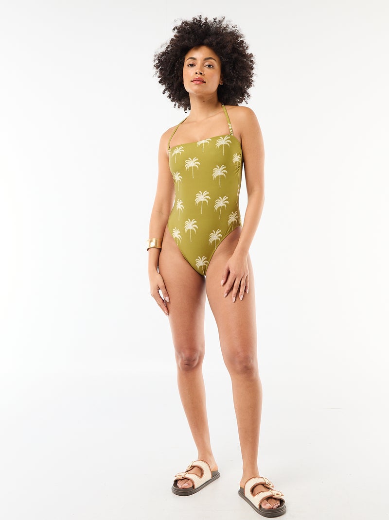 Badpak 1-delig bandeau met print Groen - Kiabi
