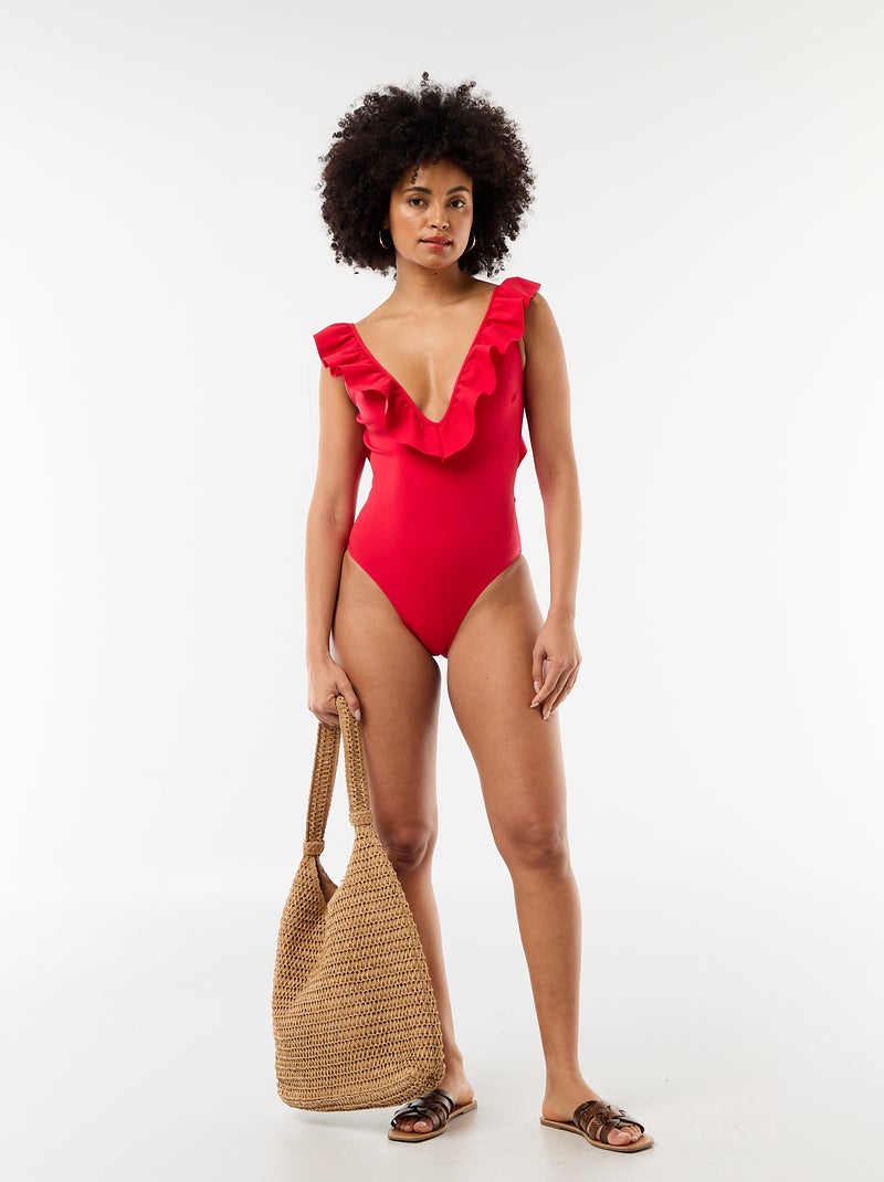 Badpak met diep decolleté Rood - Kiabi