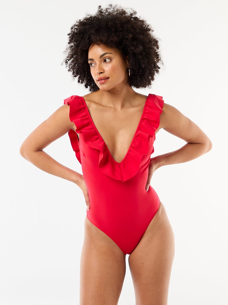 Badpak met diep decolleté Rood - Kiabi