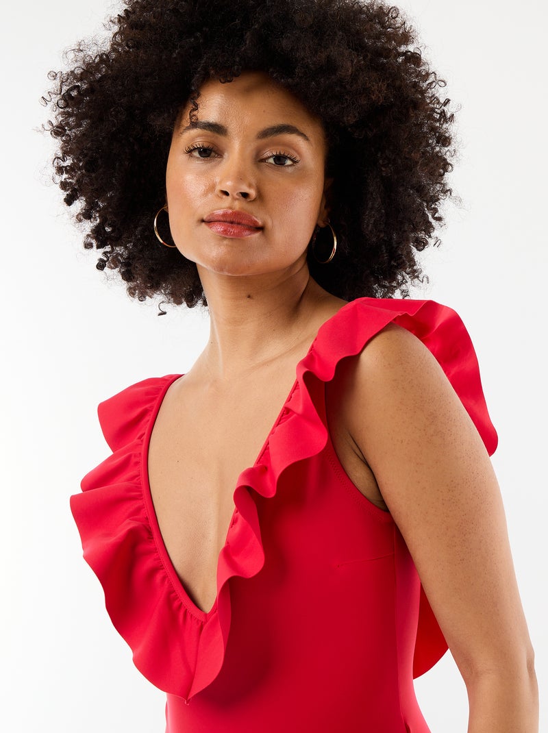 Badpak met diep decolleté Rood - Kiabi