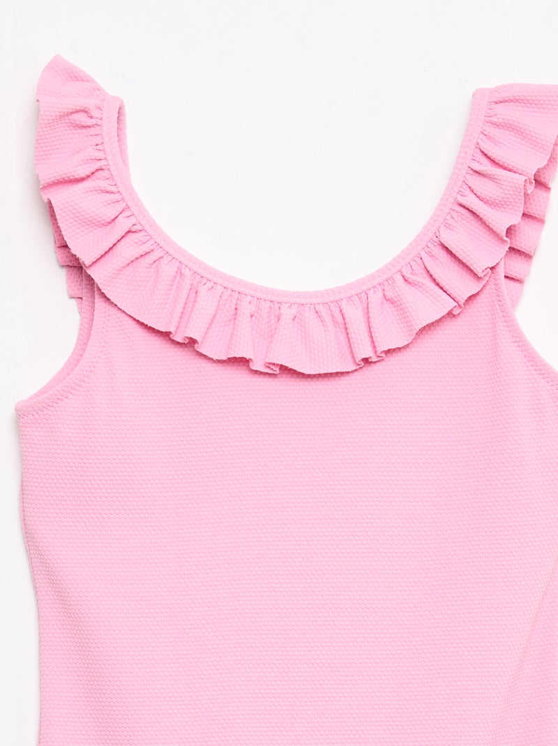 Badpak met effen ruches Rose - Kiabi