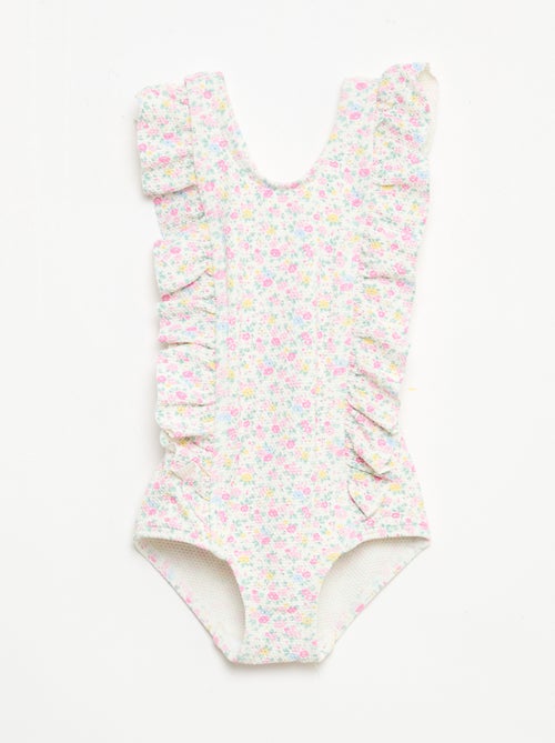 Badpak met motief en volants - Kiabi