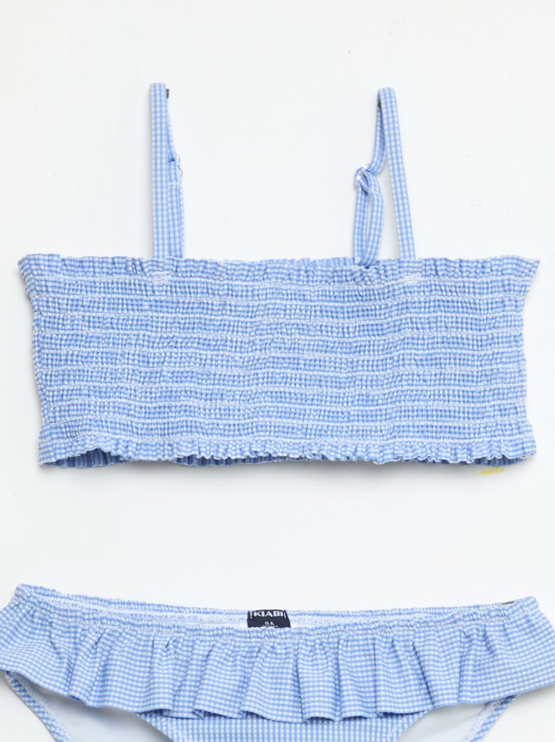 Badpak met motief + ruches - 2-delig Blauw - Kiabi