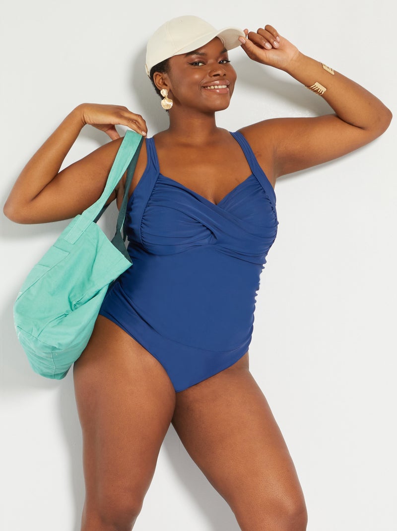 Badpak met plooitjes BLAUW - Kiabi