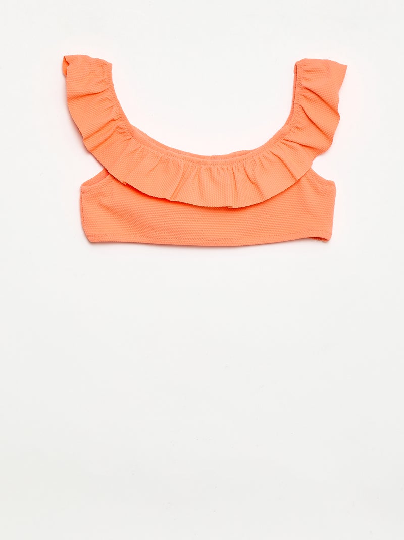 Badpak met ruches van tricot - 2-delig Oranje - Kiabi