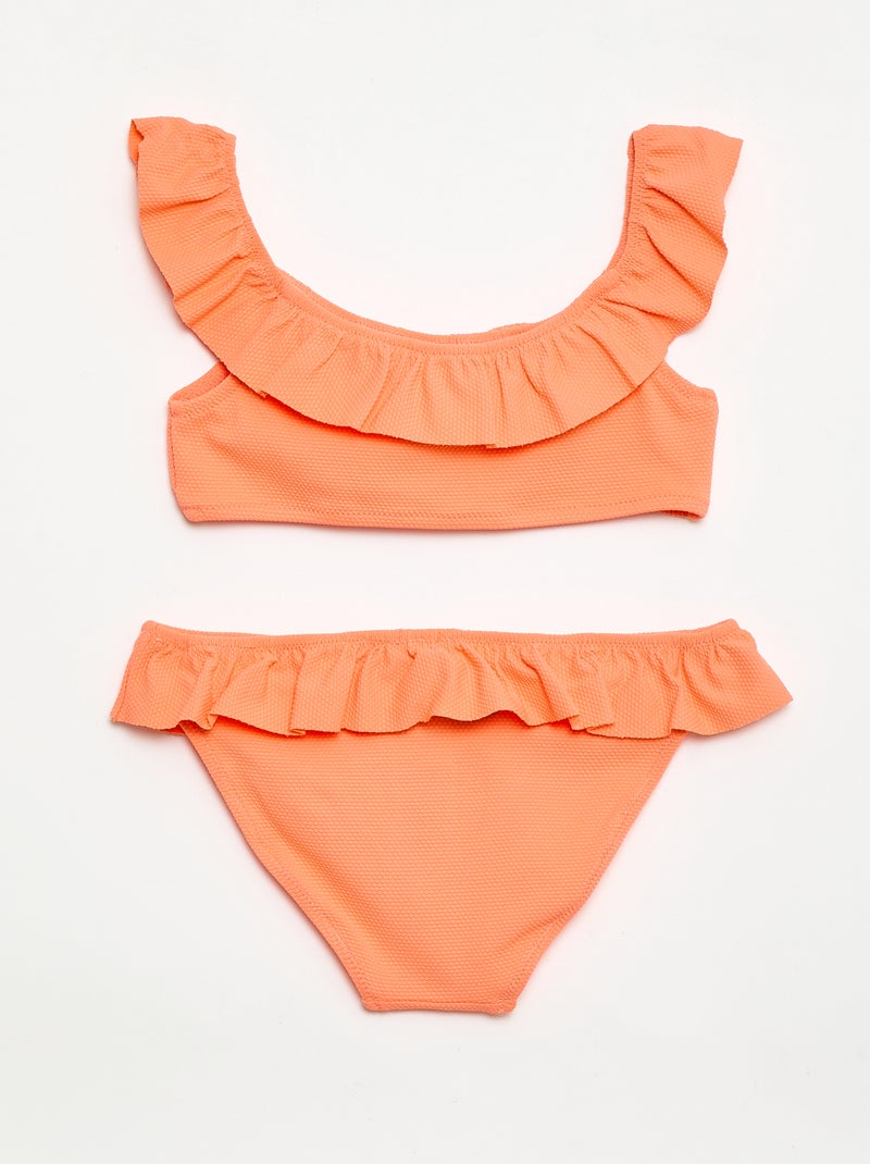 Badpak met ruches van tricot - 2-delig Oranje - Kiabi