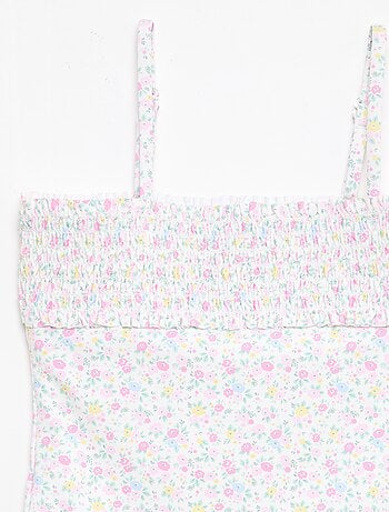 Badpak met smockwerk en scrunchie