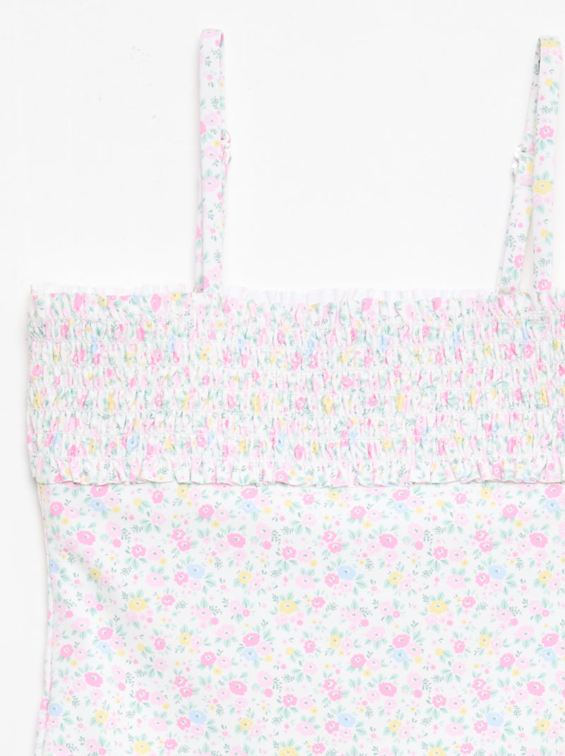 Badpak met smockwerk en scrunchie Wit - Kiabi