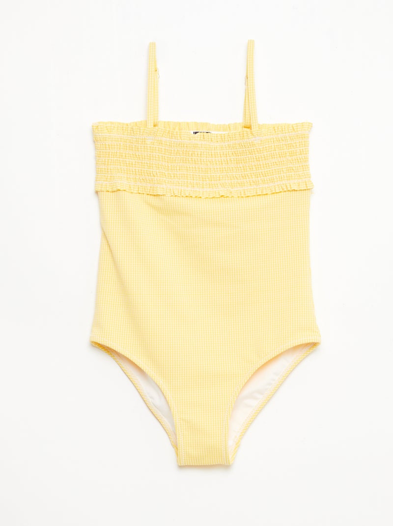 Badpak met smockwerk + scrunchie - 1-delig Geel - Kiabi