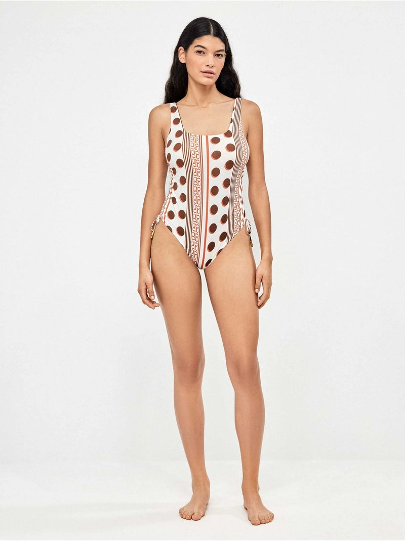Badpak met vierkante hals en geometrische print Multicolor - Kiabi