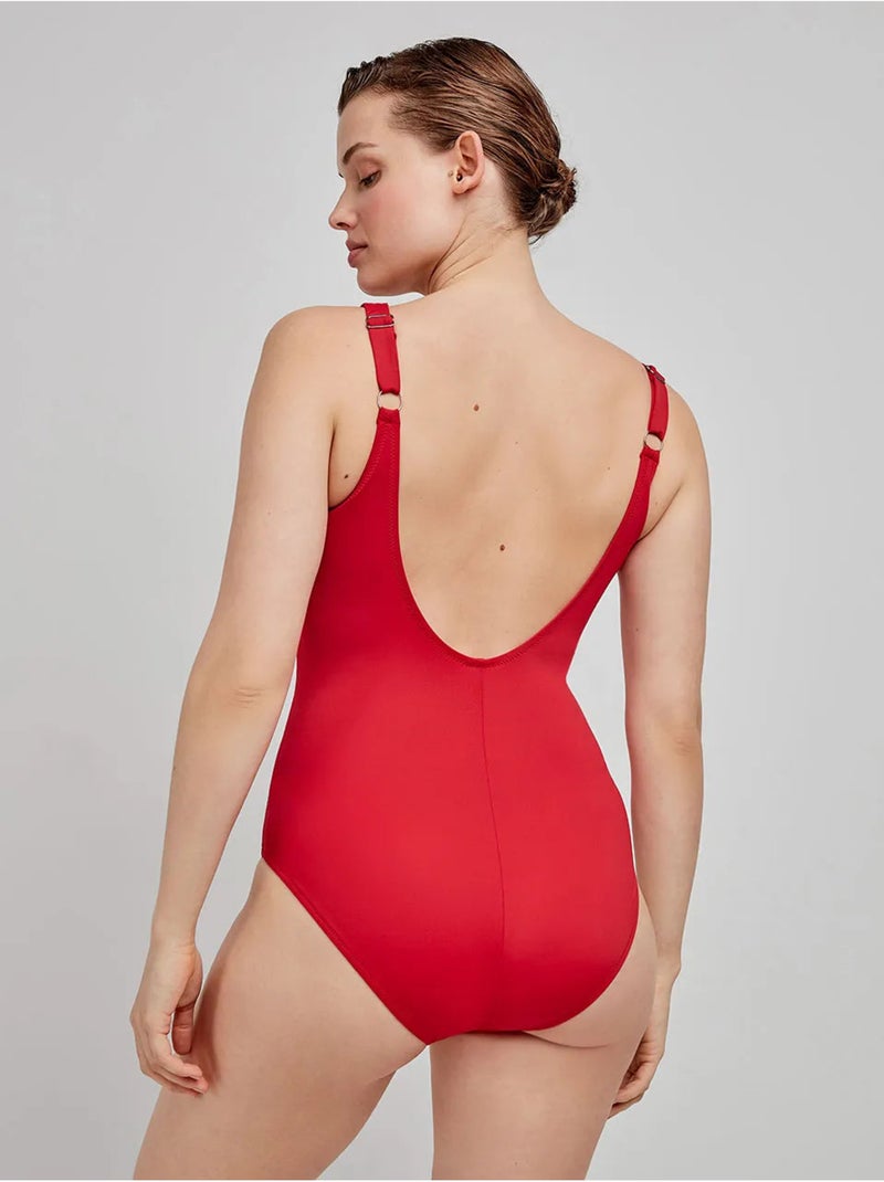 Badpak met vormend effect zonder beugel Rood - Kiabi