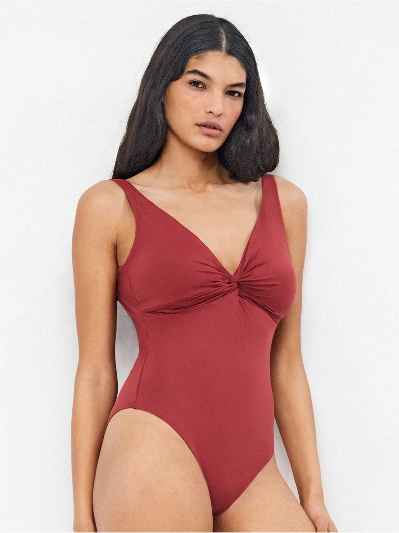Badpak met vormgevend effect zonder beugel Bordeaux - Kiabi