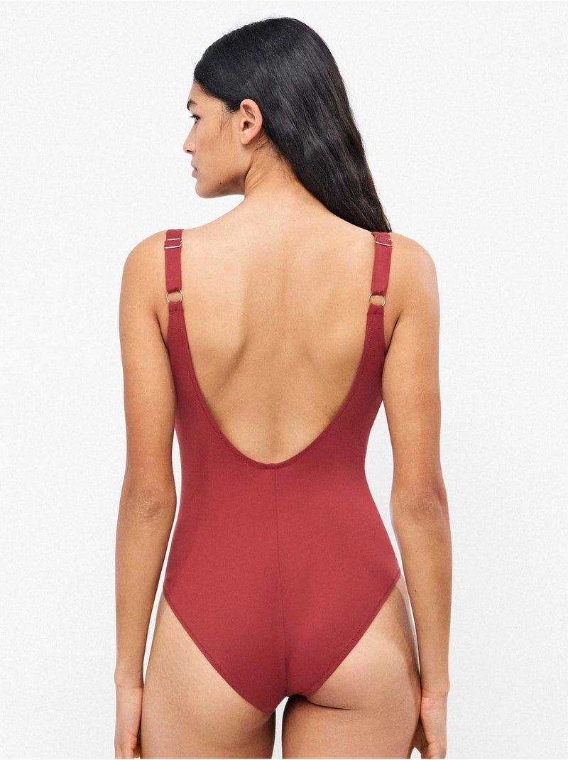 Badpak met vormgevend effect zonder beugel Bordeaux - Kiabi