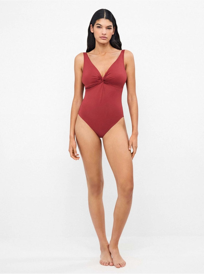 Badpak met vormgevend effect zonder beugel Bordeaux - Kiabi